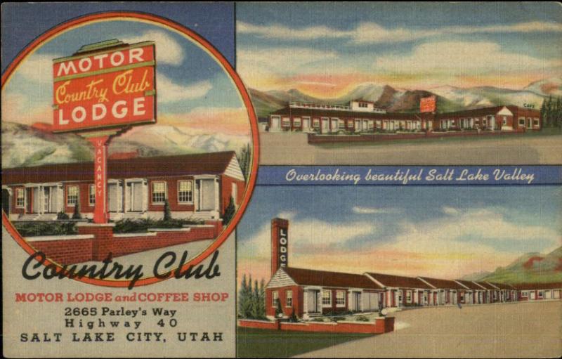 Salt Lake City UT Country Club LINEN MULTI-VIEW Postcard