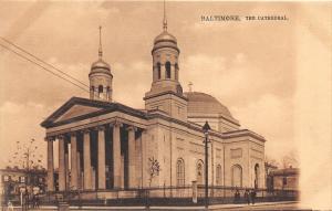 Baltimore Maryland~Cathedral~Iron Fence~Group of Men on Sidewalk~c1905 TUCK Pc