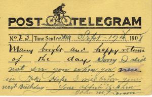 US    PC1201 POST TELEGRAM 1908