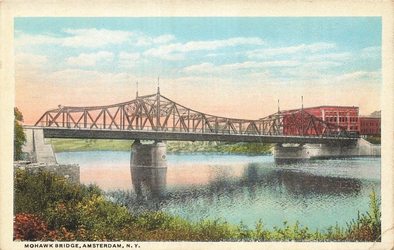 AMSTERDAM NY NEW YORK~MOHAWK BRIDGE~1920s POSTCARD