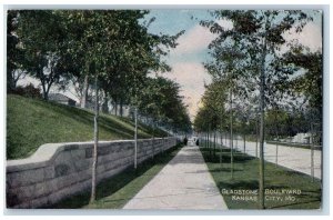 Kansas City Missouri MO Postcard Gladstone Boulevard c1905's Residence Section
