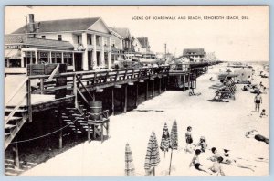 1940's REHOBOTH BEACH DELAWARE BOARDWALK BEACH TAFFY BOWLING MAYROSE POSTCARD