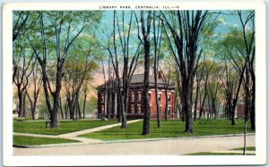 Postcard - Library Park - Centralia, Illinois