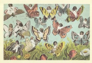 Butterfly Babes Graham Ovenden Collection Painting Postcard