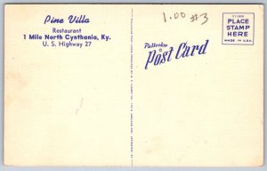 K46/ Cynthania Kentucky Postcard Linen Pine Villa Gas Station Restaurant 55
