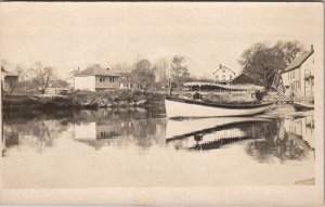 RPPC Steamboat w Canopy Betsy Ross Flag Marquette Wisconsin? c1906 Postcard W13