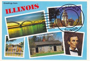 Greetings From Illinois Land Of Lincoln Multi View