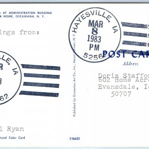 1983 Hayesville, IA DPO Town Post Office Cancel Stamp USPO Postcard Defunct A177