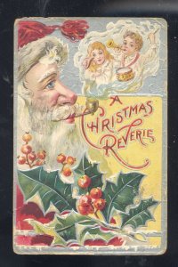 A CHRISTMAS REVERIE LARGE SANTA CLAUS CHILDREN VINTAGE POSTCARD 1908