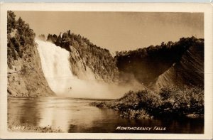 Canada View of Montmorency Falls RPPC Postcard T18