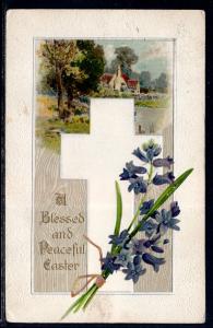 A Blessed and Peaceful Easter Flowers Cross Scene BIN
