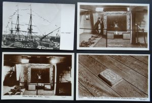 Hampshire Portsmouth 4 x H.M.S. VICTORY Lord Nelson - Old RP Postcard