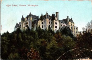 High School Tacoma Washington America Art Works Advertising Postcard Orders 1909