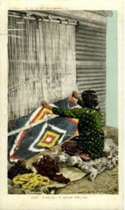 A Navajo Blanket Weaver Indian Unused scratches on front of card with light p...