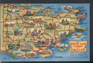 Cartography Postcard - Map Showing The South East Corner of England   RS18987