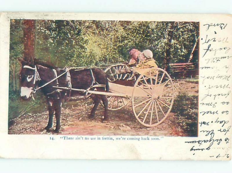 Pre-Linen Comic DONKEY PULLING WAGON AB9523