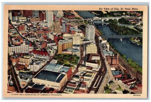 c1940's Air View Of City Downtown District Municipal St. Paul Minnesota Postcard