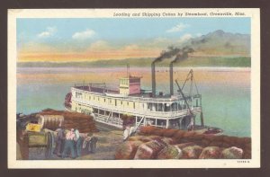 GREENVILLE MISSISSIPPI RIVERBOAT STEAMER SHIPPING COTTON VINTAGE POSTCARD