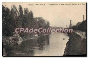 Old Postcard Neuilly sur Seine Seine Perspective view taken of the Bowl Bridge