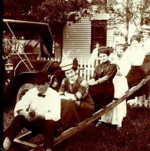 c1910s Jackson Touring Car People Smile on Ladder Real Photo Postcard RPPC A6