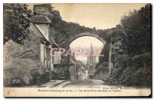 Old Postcard Montfort l'Amaury S and O View of the Gate and the Church Bardoul