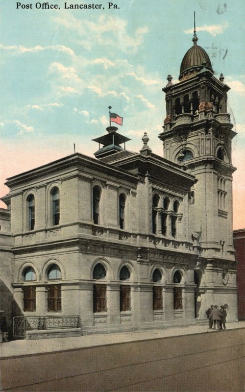 Lancaster Pennsylvania, 1919 United States Post Office Building Vintage Postcard