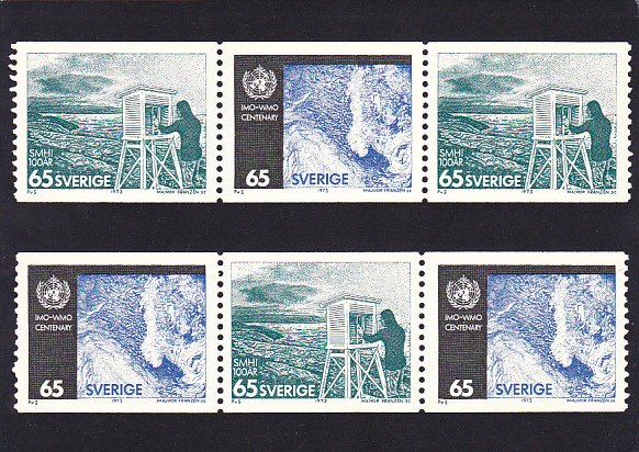 Stamps Of Sweden 1973 Meteorological Service 100 Years