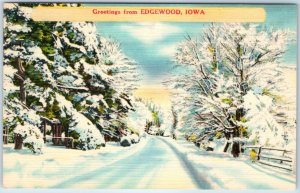 x7 LOT c1940s Edgewood, IA Greetings from Landscape Snow Linen Postcards A257