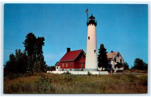 EAST TAWAS, MI Michigan ~ TAWAS POINT LIGHT HOUSE c1960s Iosco County  Postcard