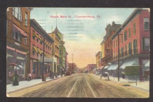 CHAMBERSBURG PENNSYLVANIA PA. DOWNTOWN MAIN STREET SCENE VINTAGE POSTCARD