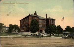 New London CT Nameaug School 1925 US Submarine Base Cancel Postcard