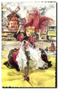 Postcard Modern Doll Paris Moulin Rouge