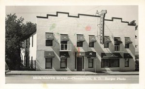 Chamberlain SD Merchants Hotel R. P. O. Cancel Real Photo Postcard