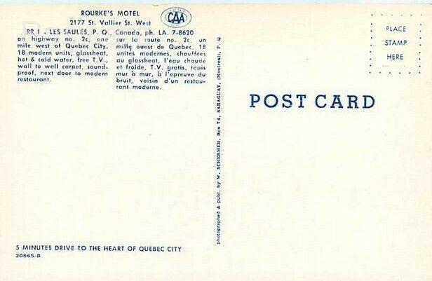 Canada, Quebec, Les Saules, Rourke  Motel, W. Sherermer No. 20865-B