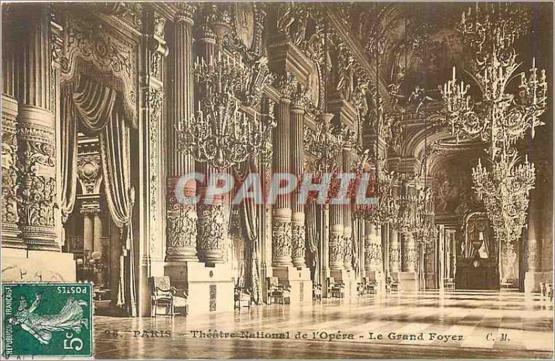 Old Postcard Paris Theater National de l'Opera Grand Foyer