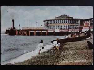 Hampshire: Southsea, Clarence Pier showing Steam Ferry Boat on end of Pier c1914