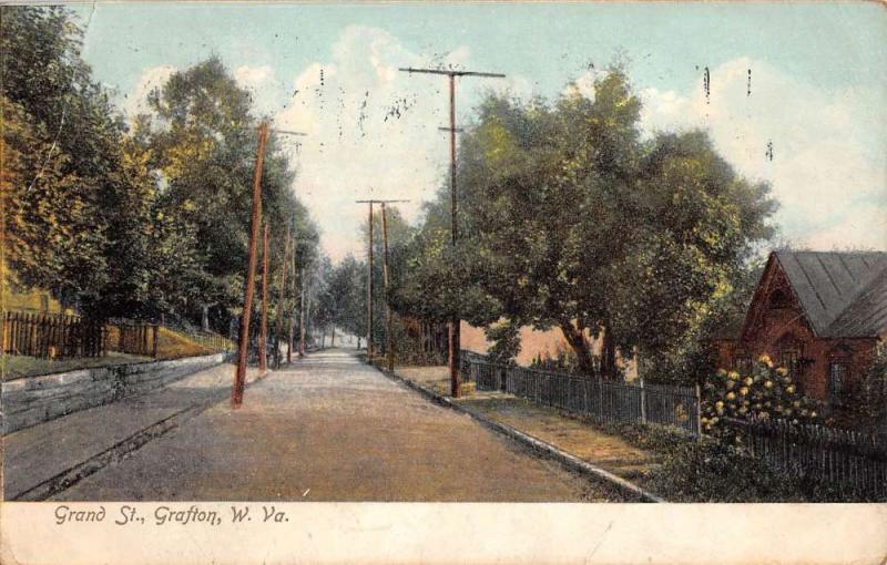 Grafton West Virginia Grand Street Scene Antique Postcard K103068