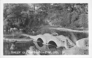 Postcard RPPC Photo 1940s Indiana Huntington Sunken Gardens 22-13354