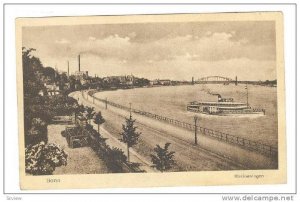 Steamer, Bridge, Rheinanlagen, Bonn (North Rhine-Westphalia), Germany, 1900-1...