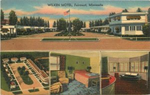 Fairmount Minnesota 1940s Wilken Hotel roadside Interior Postcard 12298 