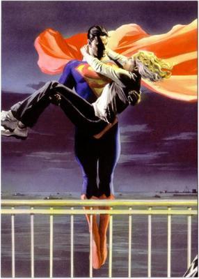 Superman Rescues a Woman DC Comics Large Postcard