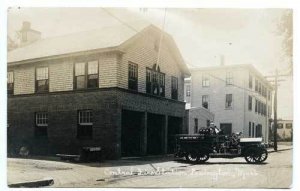 Lexington MA Fire Central Station Fire Truck RPPC Postcard