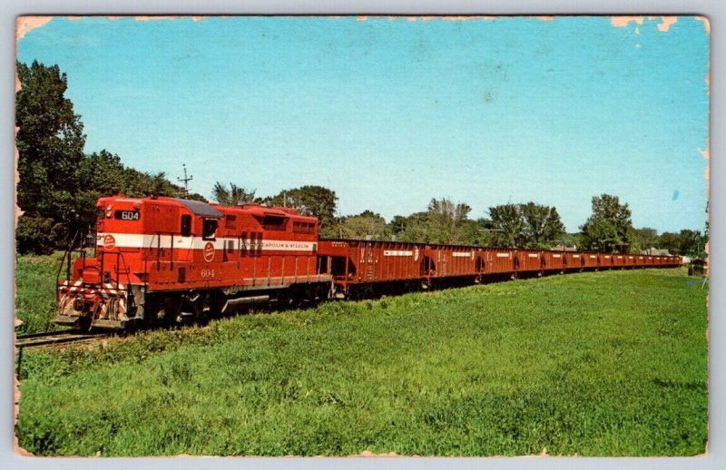 Minneapolis & St Louis 604 GP9 Locomotive, Marshalltown, Iowa, 1950s Postcard
