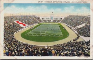 Coliseum Exposition Park Los Angeles California Linen Postcard C177