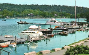 Postcard Northeast Harbor Boats & Ships On Rest Overlooking The Mountains Maine