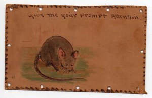 Greetings Rat Mouse Give me your prompt attention Leather Postcard AA74751