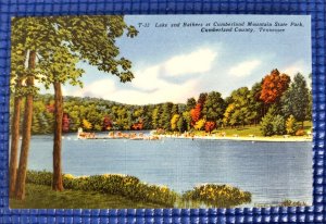 Vtg c1930s Beach & Bathers Cumberland Mountain State Park Crossville TN Postcard