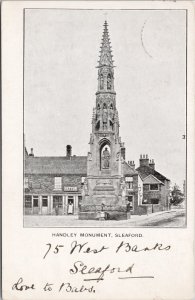 Handley Monument Sleaford Lincolnshire England Repton Sign c1903 Postcard H59