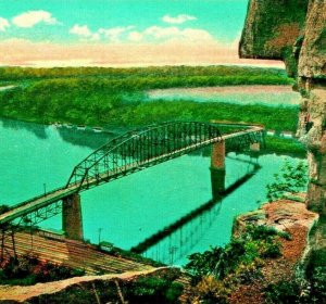 Red Wing MN Railroad Bridge View From Barn HIll 1920s UNP Postcard Curteich