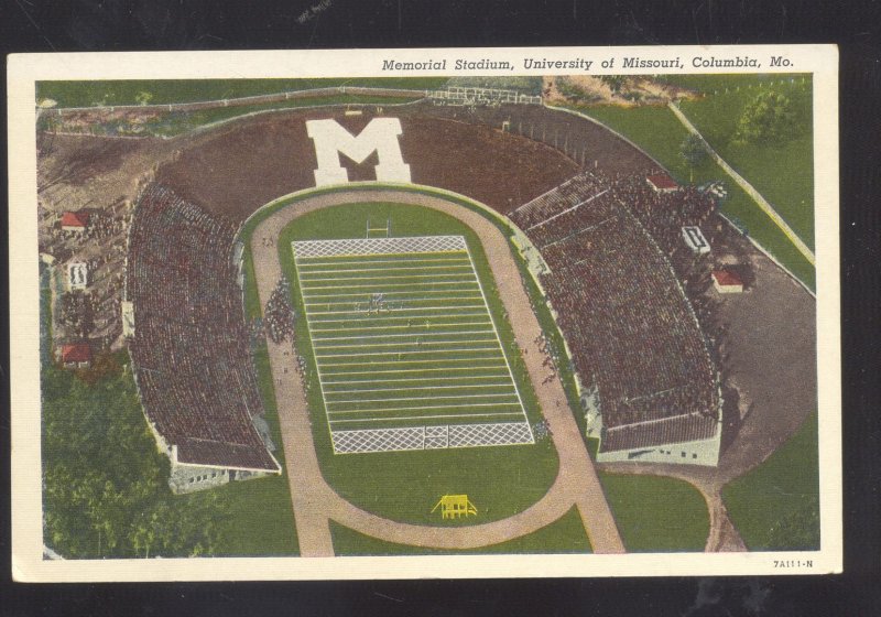 UNIVERSITY OF MISSOURI TIGERS FOOTBALL S5TADIUM VINTAGE POSTCARD COLUMBIA MO